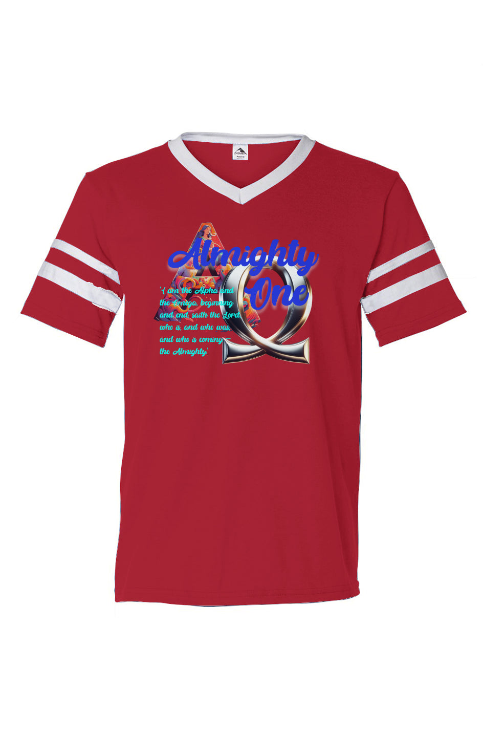 Alpha & Omega V-Neck Striped Sleeves Jersey