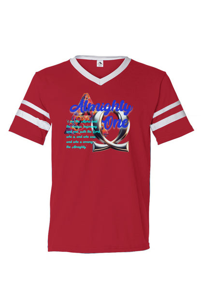 Alpha & Omega V-Neck Striped Sleeves Jersey